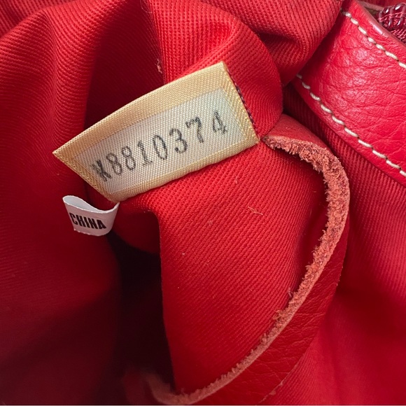 Dooney & Burke Red and White Woven Canvas Leather Trim Tote Bag Purse - Picture 5 of 16